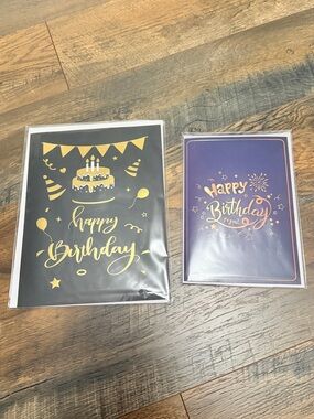 Birthday card lighted Musical Pop up Blow out candle bundle of two cards